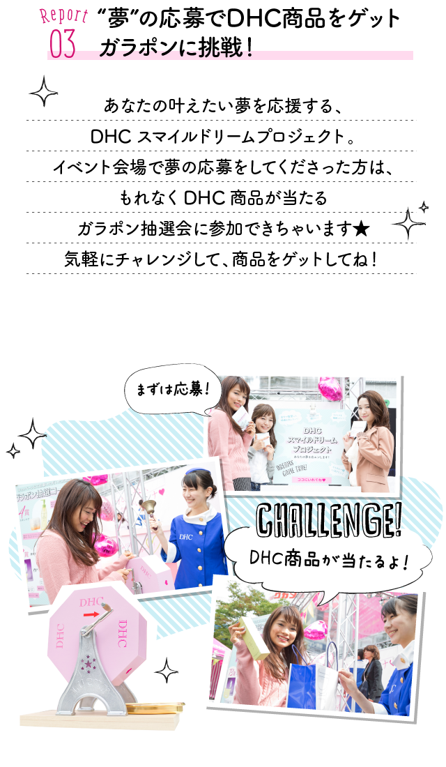 Report03:“夢”の応募でDHC商品をゲットガラポンに挑戦！